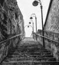 Steep stone stairway