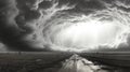 A black and white photo of a stormy sky, AI Royalty Free Stock Photo