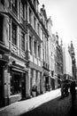 Black and white photo of a streetscene in Brussels Royalty Free Stock Photo