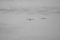 Black and white Photo of two aircraft close encounter at EMA - stock photo Royalty Free Stock Photo