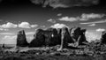 Black and White Photo of the Unique Red Sandstone Formations of the Parade of Elephants in Arches National Park Royalty Free Stock Photo