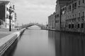 Black and white photo Venice canal Royalty Free Stock Photo