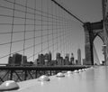 New York suspended on the Brooklyn Bridge Royalty Free Stock Photo