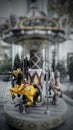 Yellow horse on carousel in lunapark Royalty Free Stock Photo