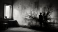 Dreamlike Nightmare A Captivating Black And White Image Of A Shadowy Figure