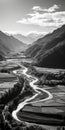 Windy Valley: A Breathtaking Black And White Photo Of Rural China