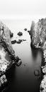 Aerial Black And White Photography Of Karst And Calm Waters At Bodega Bay Royalty Free Stock Photo