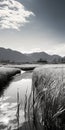 Calm River In Western Zhou Dynasty Style: Uhd Black And White Photo