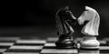 Two Chess Pieces in Black and White. Generative AI Royalty Free Stock Photo