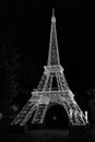 a black and white photograph of a lit eiffel tower Royalty Free Stock Photo