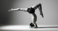 Black and White Yoga Headstand Pose in a Minimalist Studio Setting