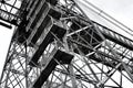 Black and white photograph of Newport Transporter Bridge over the River Usk Royalty Free Stock Photo