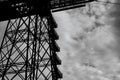 Black and white photograph of Newport Transporter Bridge over the River Usk Royalty Free Stock Photo