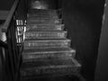 Black and white photograph of the old stairs up. Royalty Free Stock Photo