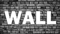 Black and white photography of brick wall with word wall Royalty Free Stock Photo