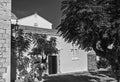 Black and white photography of the church of Elkomenos Christos at Monemvasia Greece Royalty Free Stock Photo