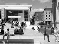 Black and White Photography Rome: Augusto Emperor square, buildings and Ara pacis Museum, people, urban landscape