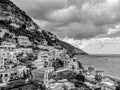 Black and White Photography of a View of Positano village Royalty Free Stock Photo