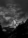 Black and White Photography of Zermatt Valley and Matterhorn Peak, Zermatt, Switzerland Royalty Free Stock Photo