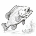 Photorealistic Black And White Bassfish Drawing: Rtx On Illustrations Royalty Free Stock Photo