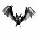 Bold Black Ink Bat Drawing On White Background