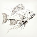 Creased Sepia Tone Fish Illustration With Precisionist Lines