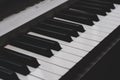 Black and white piano keys close up diagonal view, classical musical instrument Royalty Free Stock Photo