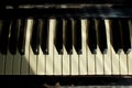 Black And White Piano Keys Close-up. Old piano. Royalty Free Stock Photo