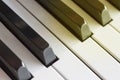 Piano keys close up, side view, toned Royalty Free Stock Photo