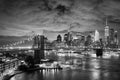 Brooklyn Bridge and Manhattan at night, New York City. Royalty Free Stock Photo