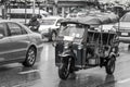 Black and white picture of driving tuk tuk Bangkok Thailand Royalty Free Stock Photo