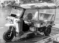 Black and white picture of driving tuk tuk Bangkok Thailand Royalty Free Stock Photo