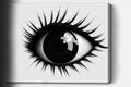 a black and white picture of an eye with long eyelashes and a white background with a shadow of the eye and the eyeball is black Royalty Free Stock Photo