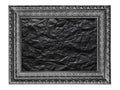 Black and white picture frame with crumpled black paper isolated Royalty Free Stock Photo