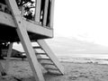 Black and white picture of a Jamaican lifeguard house