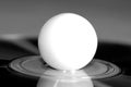 Black and white picture of a white marble on a cd disk - stock photo Royalty Free Stock Photo