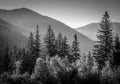 Black and white picture of mountains