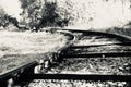 Weathered railway tracks leading into nowhere Royalty Free Stock Photo