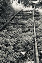 Weathered railway tracks leading into nowhere Royalty Free Stock Photo