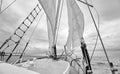 Black and white picture of old schooner at sea Royalty Free Stock Photo