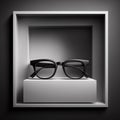 A black and white picture of a pair of eyeglasses