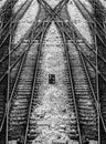 Black and white picture of railway tracks at Vienna West Station Royalty Free Stock Photo