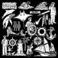 Sailor pack Black and White illustration Royalty Free Stock Photo