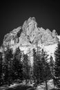 Black and white picture of the Tofane range, Cortina d`Ampezzo, Royalty Free Stock Photo