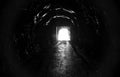 black and white picture of a tunnel