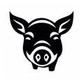 Black And White Pig Icon: Avacadopunk Stencil-like Design