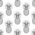 Black and white pineapple seamless pattern