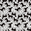 Black and white pinscher dog puppy and Dog paw Patterns pattern Royalty Free Stock Photo