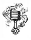Black And White Piston Illustration With Smoke Royalty Free Stock Photo