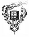 Black And White Piston Illustration With Smoke Royalty Free Stock Photo